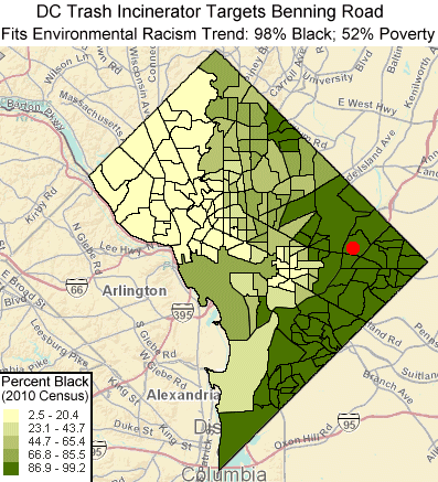 DC racial demographics map highlighting Benning Road site